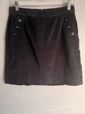 Banana Republic Black Corduroy Mini Skirt with Side Button Detail